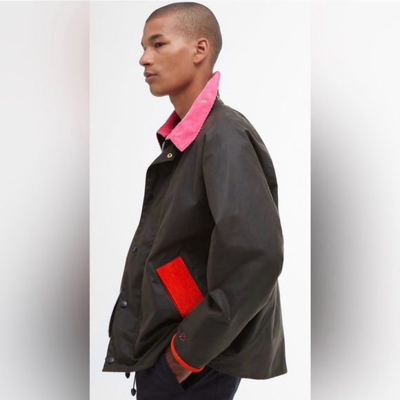 NWT BARBOUR X FLOWER MOUNTAIN Jacket in Black/ Fuchsia - Picture 4 of 16